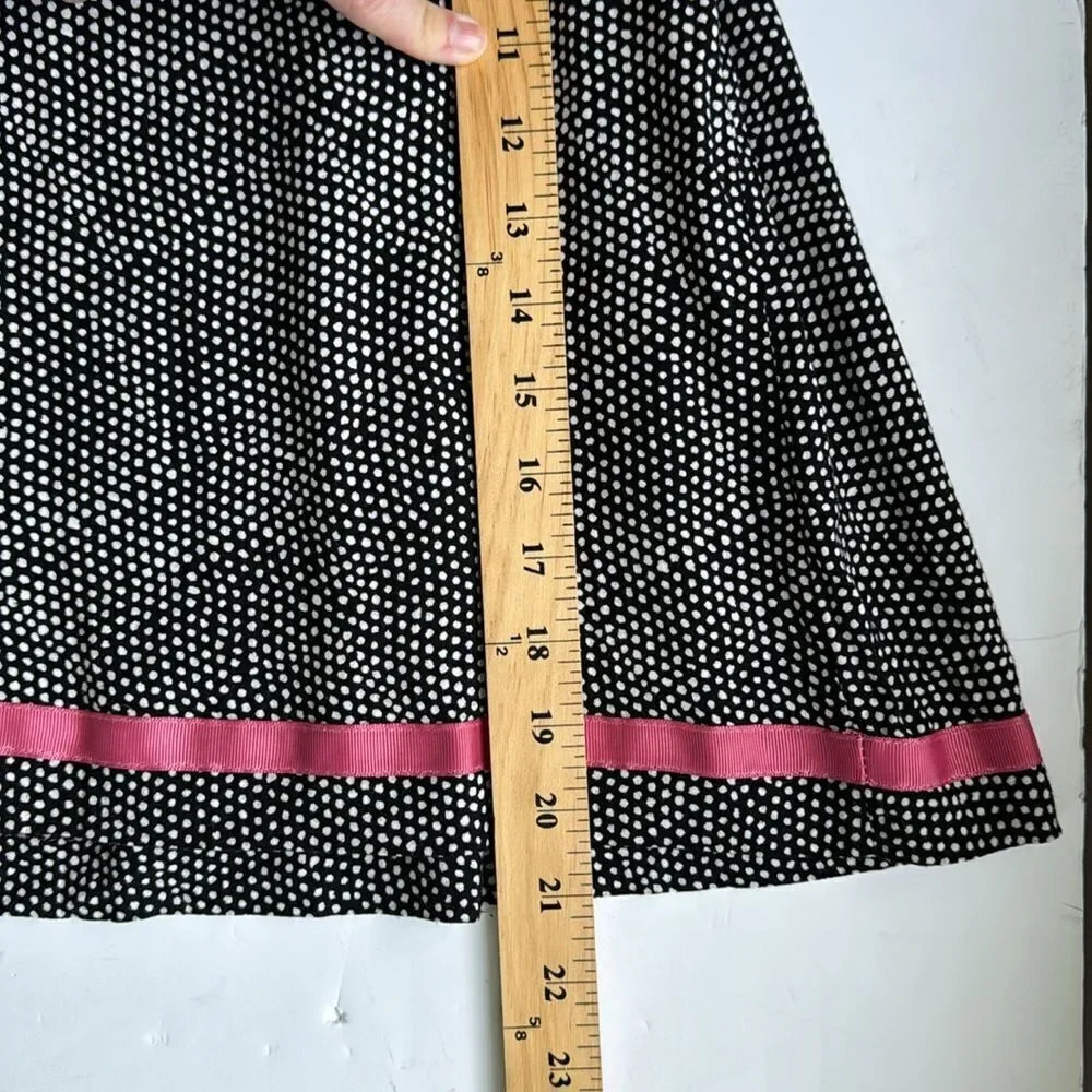Hanna Andersson Girls Black Polka Dot Dress with Pink Ribbon Trim And Bow Size 4